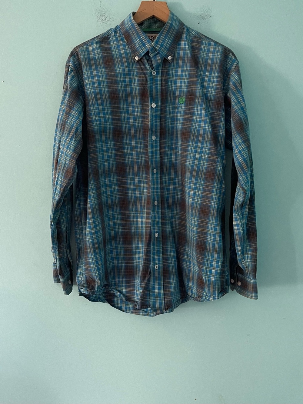 Cinch Plaid Blue Green Western Ranch Riding Work Farm Cowboy Shirt S Long Sleeve